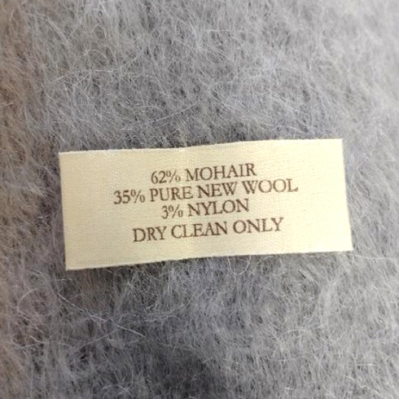 NWT Evangeline Linens Grey Mohair Pure New Wool Gray Throw Blanket - Picture 9 of 13